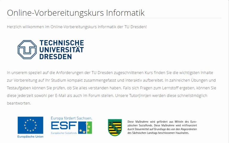 Der Onlinevorbereitungskurs Informatik