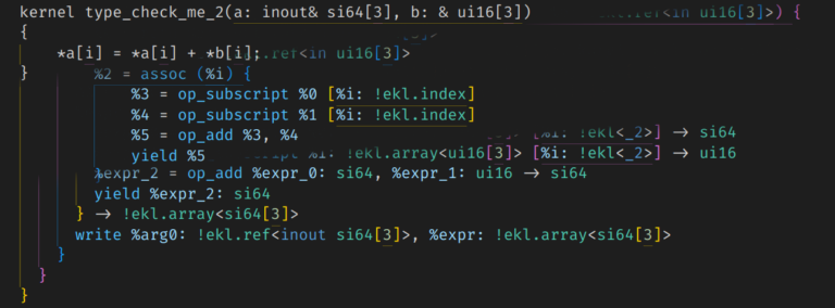 A fully-featured domain-specific language front-end in MLIR